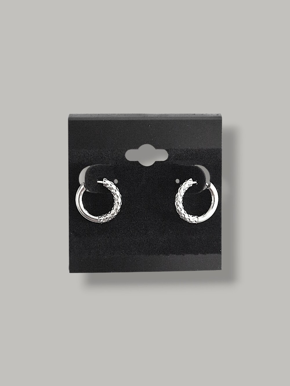 Textured Stainless Steel Hoop Earrings - 10mm